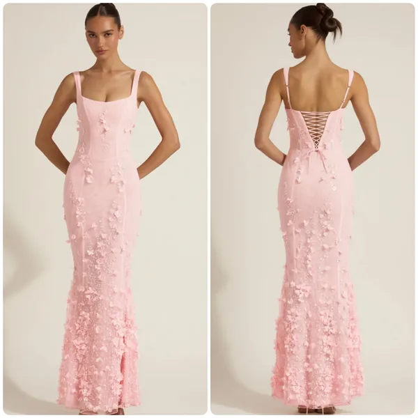 Oh Polly Vasanta Embellished Fishtail Corset Gown Maxi Dress in Pink size 2 - Image 2