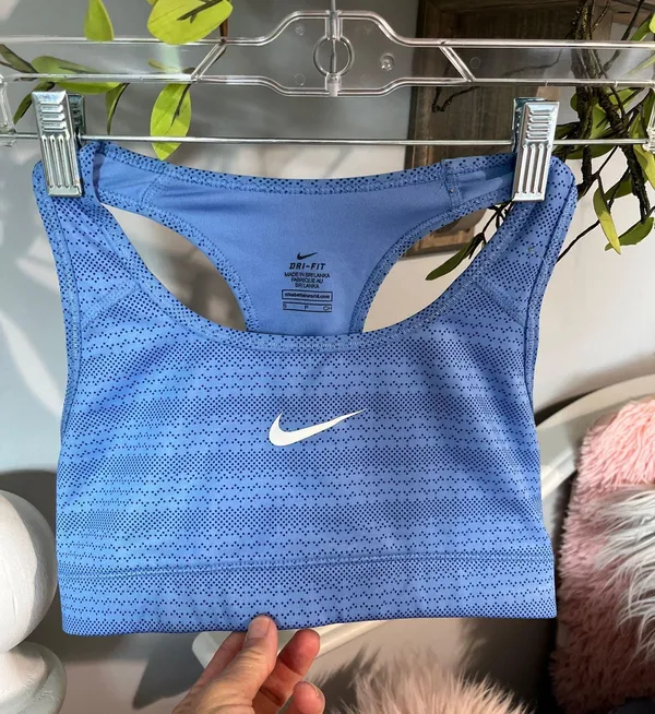Nike Dri Fit Sports Bra Blue Print Athletic Running Womens Small - Image 3