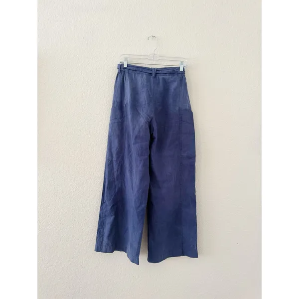 Free People Linen Wide Leg Utility Pants Blue XS - Image 2