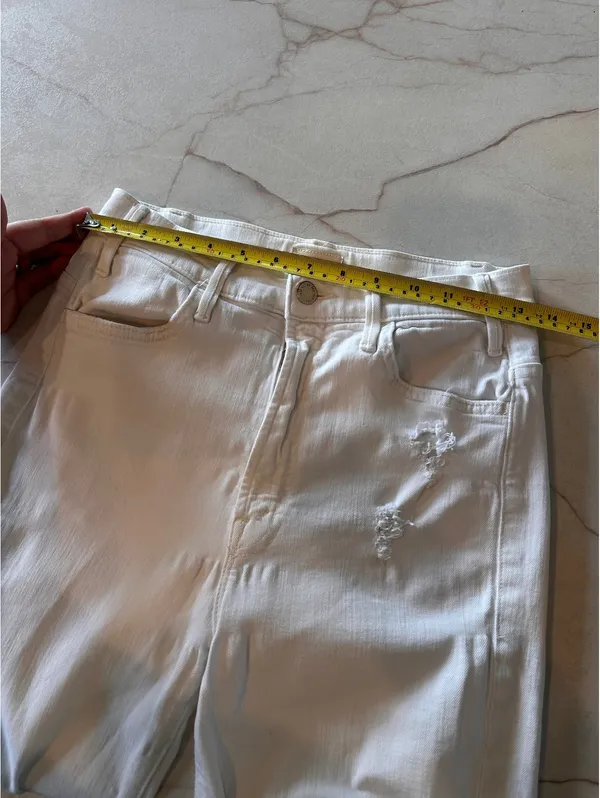 MOTHER The Hustler Ankle Fray Jeans In Tea and Biscuits White Wash Women’s sz 27 - Image 12