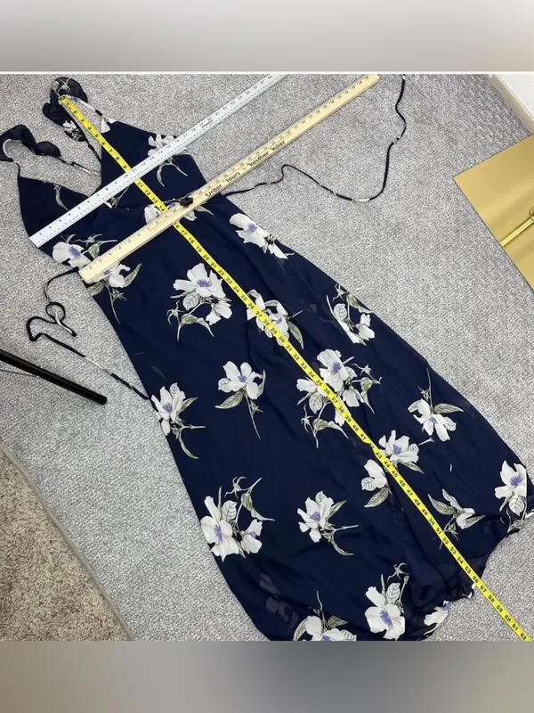 Lulus All Mine Navy Blue Floral Print High-Low Wrap Maxi Dress - Image 7