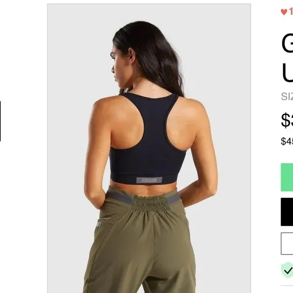 NWT Gymshark Box Utility Bralette black zipper racerback‎ Size XS - Image 6