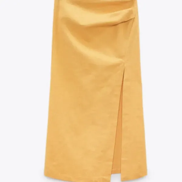 Yellow / orange Zara linen skirt - Image 2