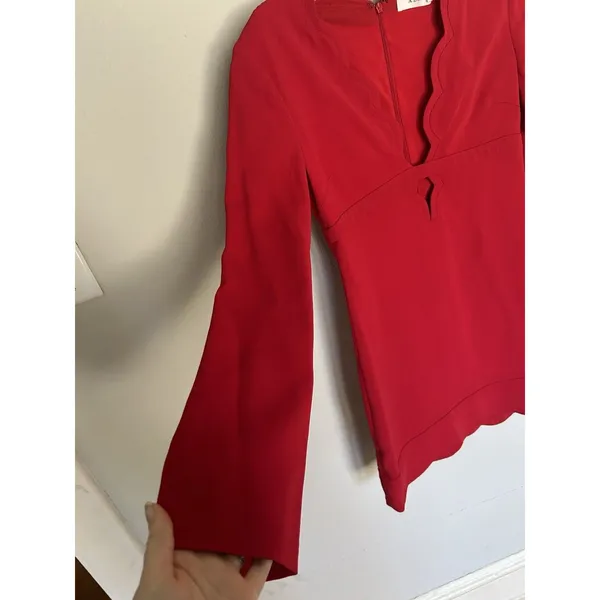 ALC Red Scallop Eva V-Neck Mini Dress Size 4 Designer Special Occasion Sexy - Image 10
