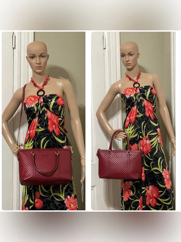 Gucci Micro Guccissima 2-Way Bag in Dark Red - Image 15