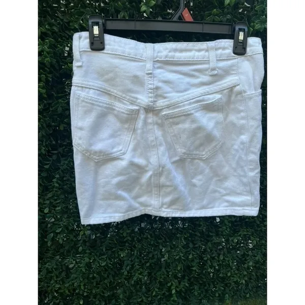 J. Galt Womens White Denim Mini‎ Skirt Button Fly 100% Cotton Size XS - Image 2