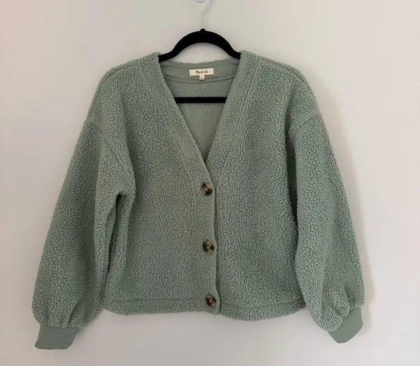 Madewell (RE)sourced Fleece Crop Cardigan Mint Green - Image 2