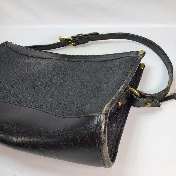 Dooney & Bourke Crossbody Bag Black‎ All Weather Leather Vintage USA Brass - Image 5