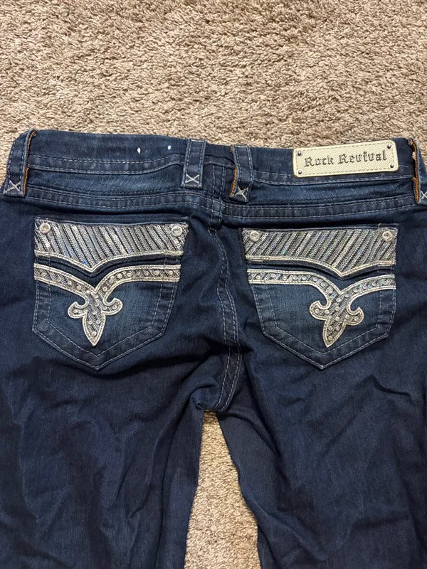 Rock Revival Women’s Klarry Dark Wash Boot‎ Cut Embellished Jeans Size 30 - Image 11