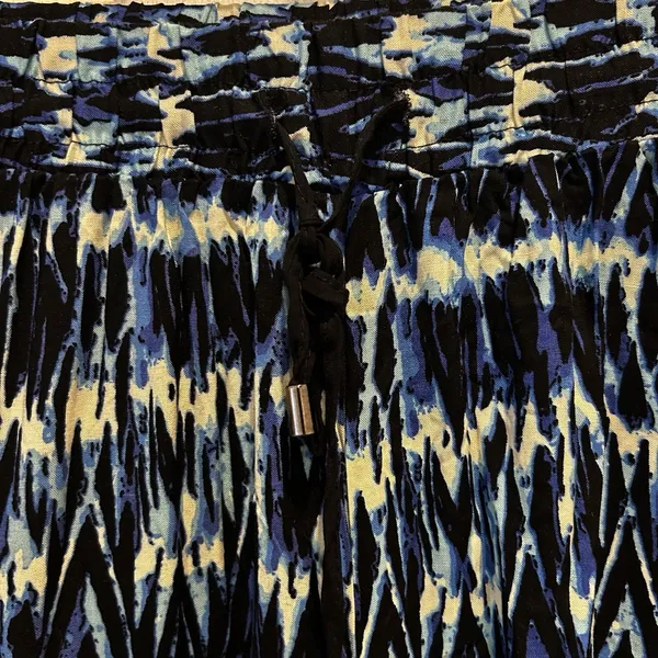 French Laundry Womens Large Blue Black Ikat Rayon Drawstring Jogger Pants NWT‎ - Image 3