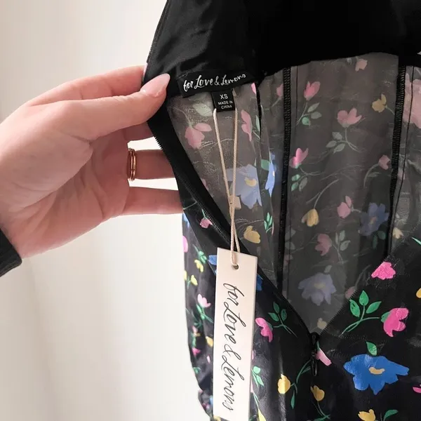 New For Love and Lemons Lexy Black Floral Long Sleeve Dress Size XS - Image 10