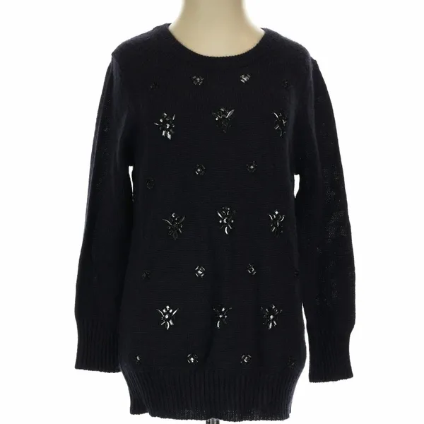 J. Crew NWT Womens Navy Blue Jeweled Embellished Mohair Wool Blend Sweater‎ S - Image 2