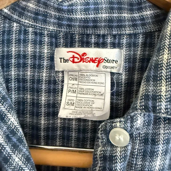 90s Vintage The Disney Store Blue Plaid Eeyore Nightshirt Nightgown Sm / Medium - Image 3
