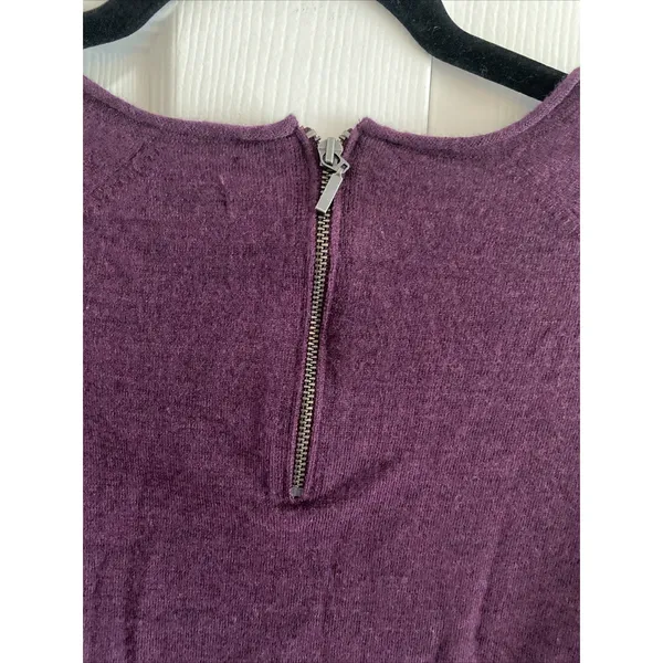 Tahari Back Zip Merino Wool Sweater Womens Size S Purple Plum Knit Pullover Top - Image 6