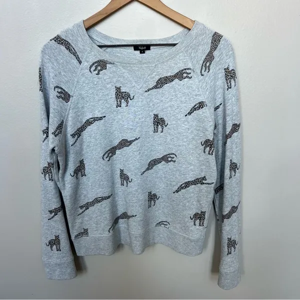 Rails Theo Jaguar Sweatshirt Grey Crew Neck Pullover Size Small - Image 6