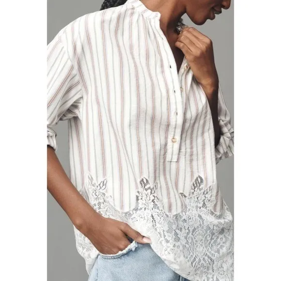 Pilcro Anthropologie Lacey Tunic Coastal Travel Cottagecore Feminine Dainty XS - Image 2