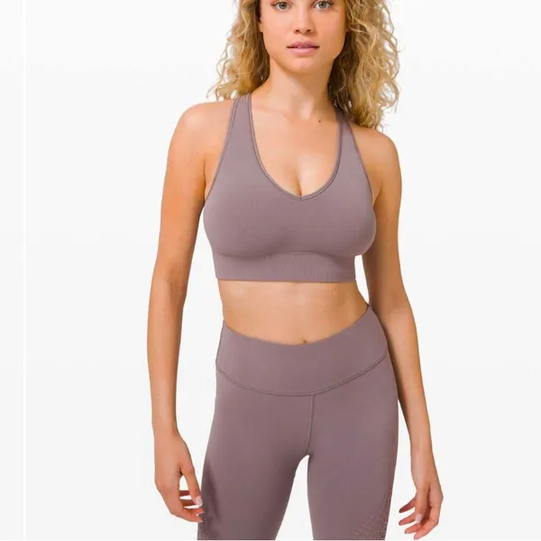 Lululemon Reveal Sports Bra Digital Rain Light Support Knit Lunar Rock Taupe - Image 10