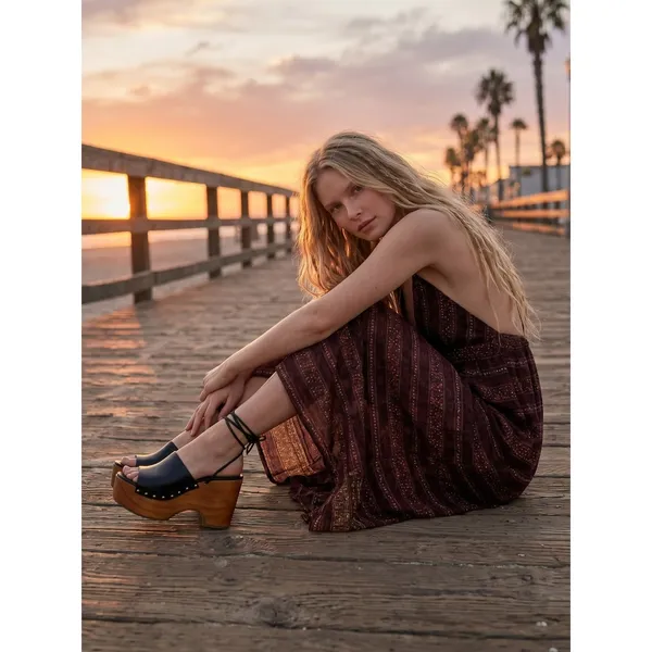 Free People Bohemian Beachy Retro 70s Floral Lace Lotus Maxi Dress Medium - Image 3