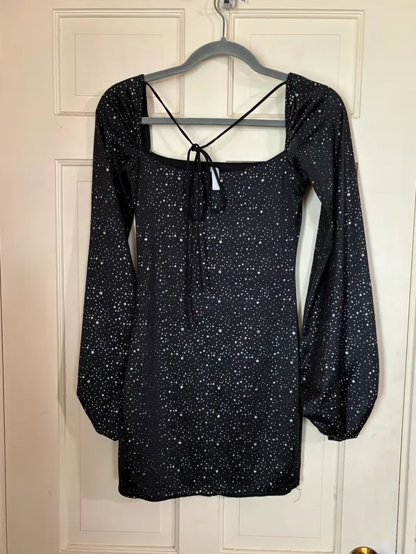 Lucy In The Sky Dress Womens Small Black Sparkle Shantelle Mini Homecoming - Image 7