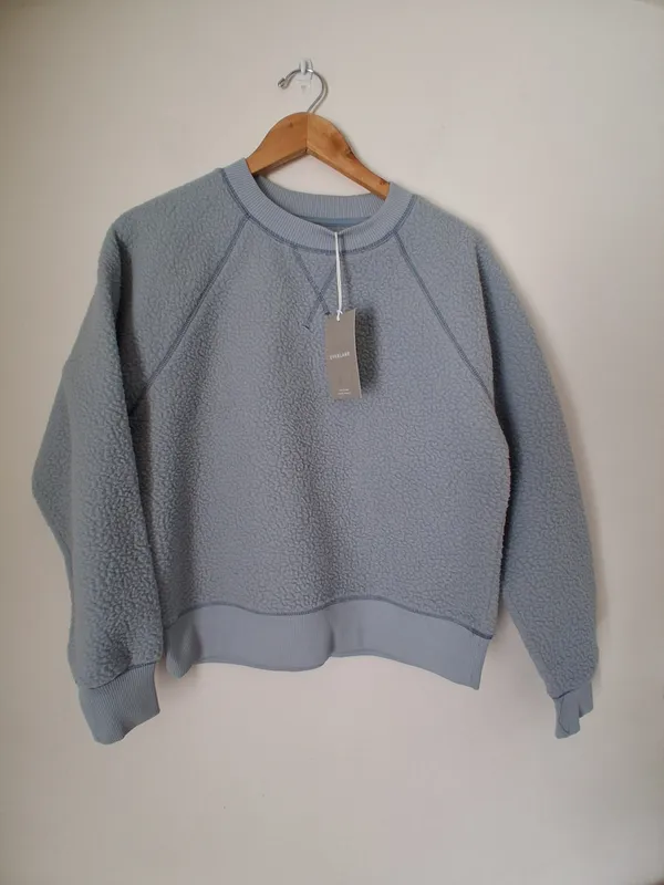 Everlane Women's Crewneck Sherpa Sweatshirt Blue Grey M - Image 2