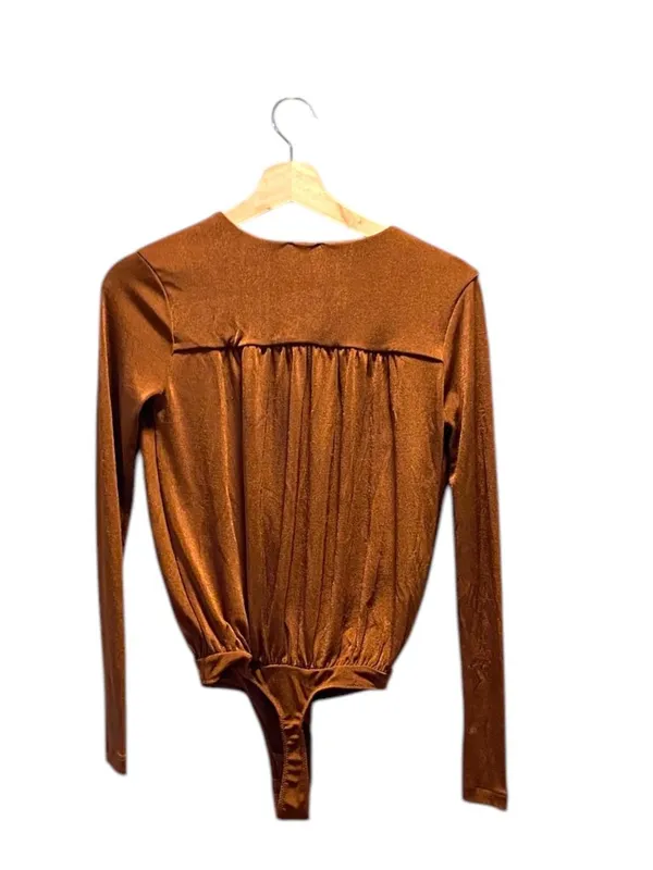 Free People Turnt Faux Wrap Bodysuit Rust Size XS Revolve Minimalist Neutral - Image 12
