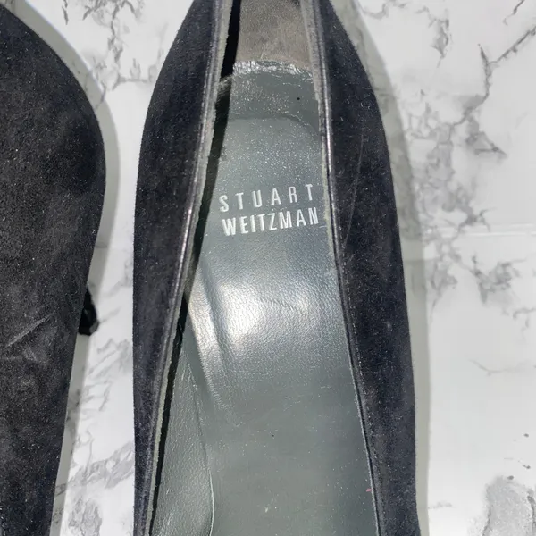 Stuart Weitzman Barrington Black Purple Glitter Buckle Heels Women's Size 9 - Image 4