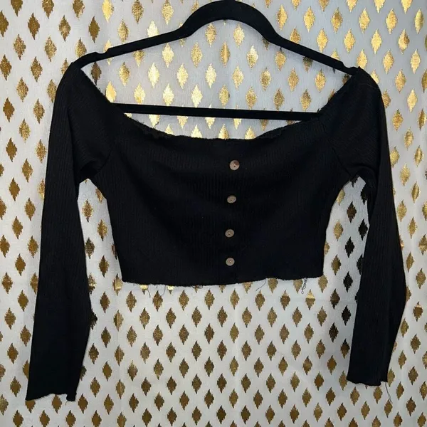 Off the shoulder black crop top size S Black - Image 2