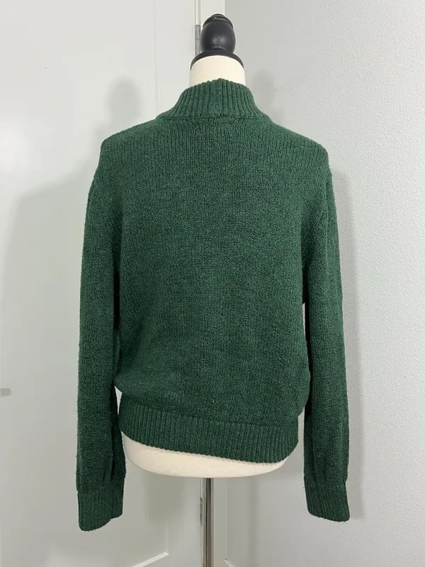 Aerie Medium Forest Green Ribbed Mock Neck Pullover Sweater - Image 2