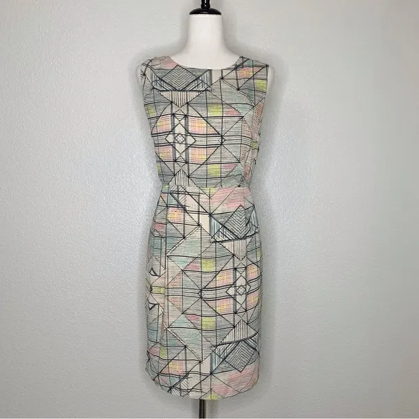 Forever 21 Geometric Print Sheath Dress, Sz Large - Image 3