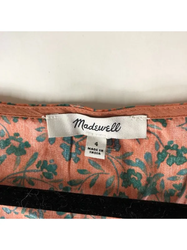 Madewell Womens Amari Top BROKEN ZIPPER Twist Detail Floral Orange Green 4 - Image 3