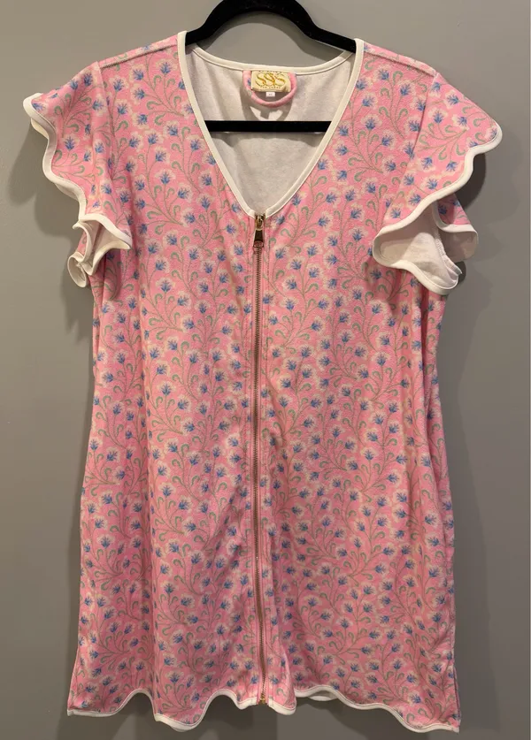 SSYS The Label Garden Vines Floral Cotton Material Flutter Sleeve Getting Ready Robe / Cover-Up Pink - Image 4