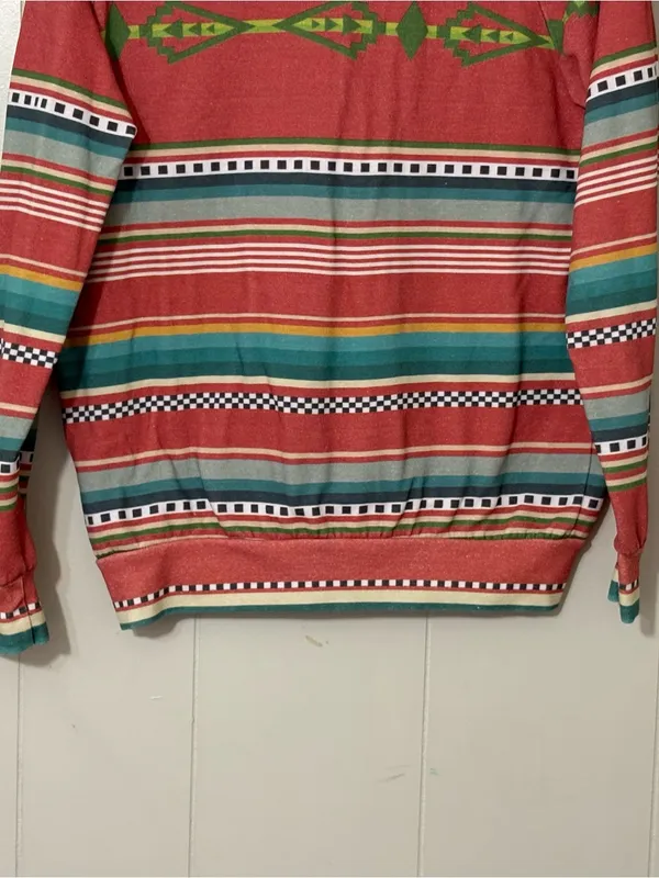 Aviator Nation Tulum Bolt Stitch Serape Sweatshirt Medium Pink Western Pullover - Image 14