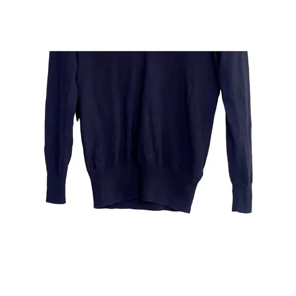 J.Crew Long Sleeve Soft Cotton V Neck Rib Hems Sweater Lightweight XS Navy Blue - Image 3