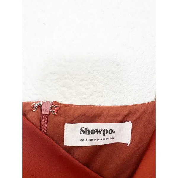 ShowPo Dazzling Lights Midi Dress Size 10 Satin Copper Rust - Image 6