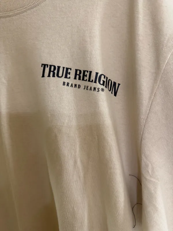 True Religion Men's Logo Tape T-Shirt in Beige - Image 3