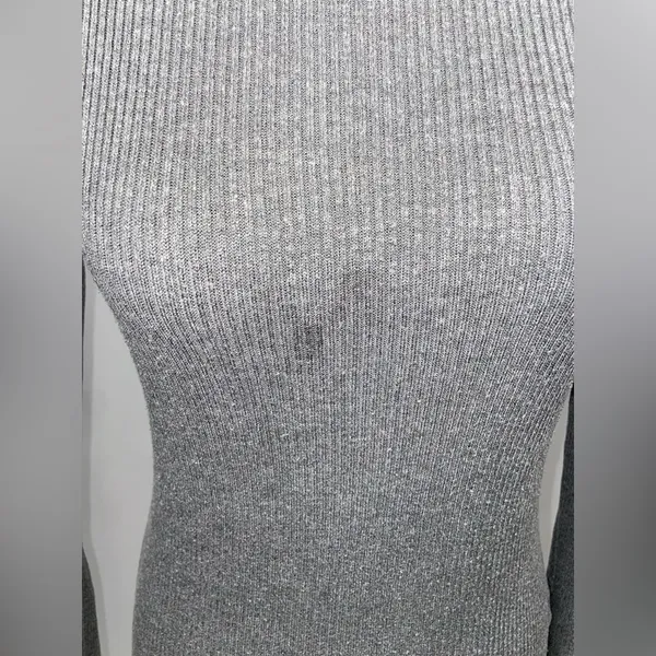 Turtleneck Sweater Grey Rib Knit Large Ambiance Apparel Stretch Top - Image 12