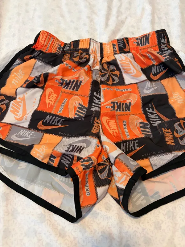 nike womens orange and black athletic shorts - Image 4