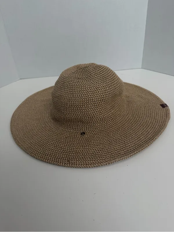 REI Hat Straw Wide Brim Braided Tan Taupe Brown Sun Packable Travel Beach Unisex - Image 4