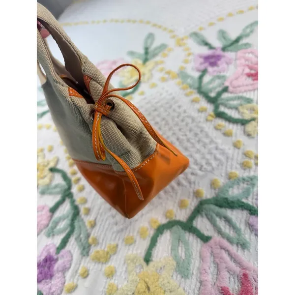 Bath & Body Works Canvas Orange Leather Trim Handle Bag‎ Women's Accessory - Image 5