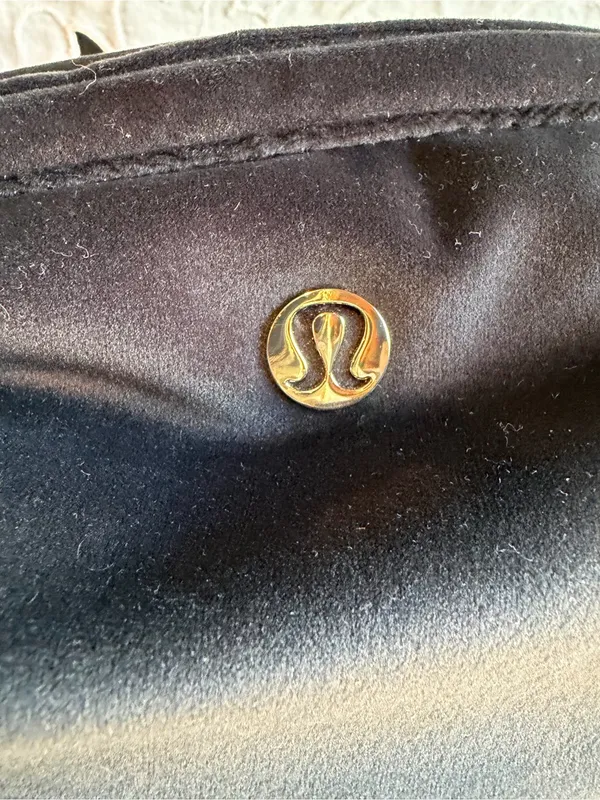 lululemon Feeling Ready Mini Velour Pouch Black Gold Logo Cosmetic Bag - Image 6