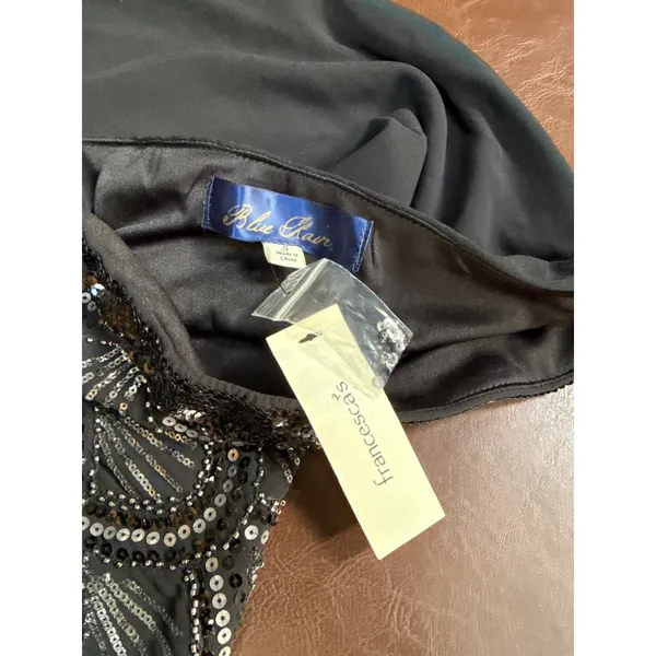 Blue Rain Black Sequin Scalloped Mini Skirt - Image 3