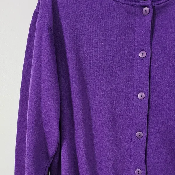 Vintage Colleen’s Collectables Purple Button Down Sweatshirt Cardigan Size L - Image 3