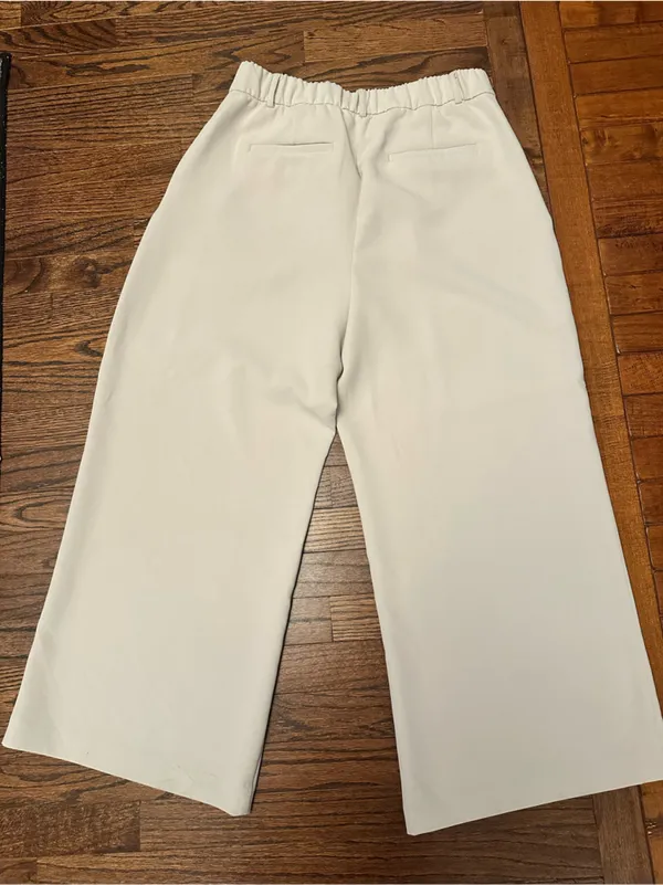 LOFT Ivory Wide Leg Trousers - Image 4