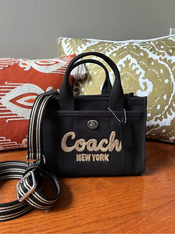 Coach Cargo Embroidered Tote Crossbody Bag 20, NWT, Black / Silver - Image 4