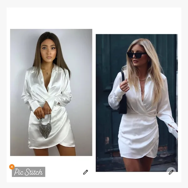 Zara White Satin Effect Draped Shirt Dress - Image 2