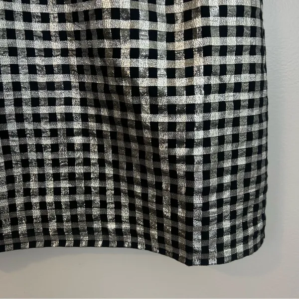 NWT J. Crew Silver/Black Gingham/Plaid Short Sleeve Metallic Top Size Small - Image 7