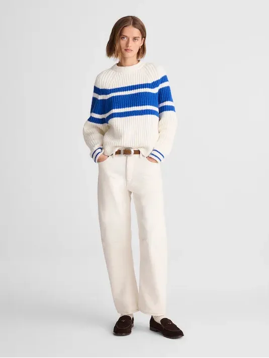 Madewell Cream White & Blue Striped Sweater Size XS - Image 9