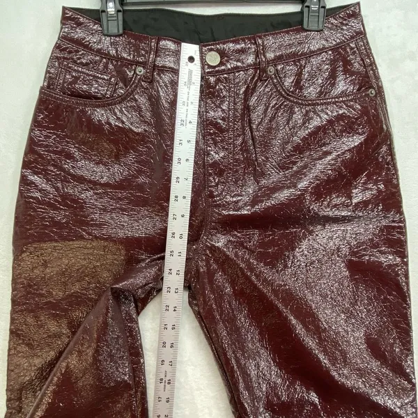 ASOS Jeans Womens 32x32 Oxblood‎ Vinyl Mid Rise 90's Straight Leg - Image 4