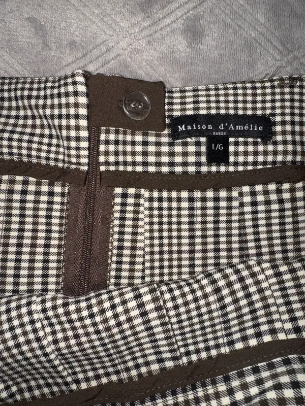 Maison D’amelie plaid brown /beige mini skirt size L - Image 7
