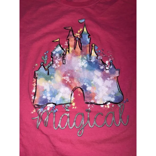 Anvil Pink Disney Magic Kingdom T Shirt Size Medium - Image 2